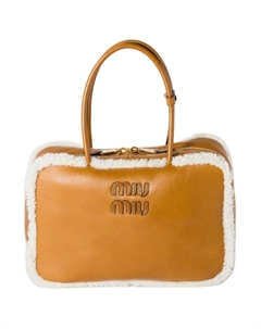 Кожаная сумка через плечо Цвет коньячный и натуральный коньяк Miu miu