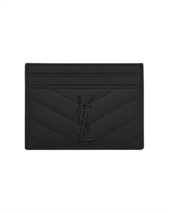 Квилтированный кожаный кардхолдер женский черный Saint laurent