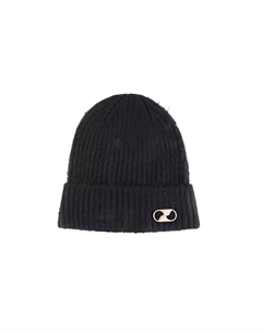 Вышитая логотипом вязаная шапка-бини, черная We11done