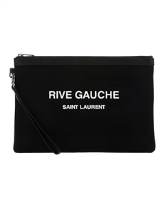 Rive Gauche Хлопковая сумка с кожаными вставками на запястье унисекс черный Saint laurent