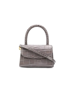 Миниатюрная сумка через плечо из натуральной кожи крокодила Far Темно-серая By far