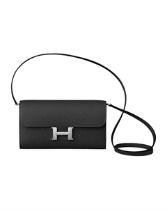 Кошелек-клатч Констанс To Go из кожи Эпсом на плечо или через плечо для женщин Нуар Блэк HERMES Hermès