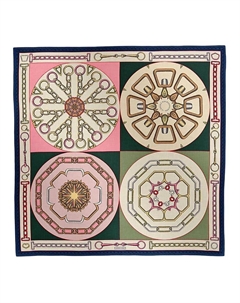 Шаль из кашемира для женщин розового/тёмного оливково-зелёного цвета HERMES Hermès