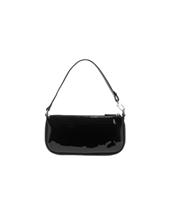 Чёрная лаковая сумка через плечо By far