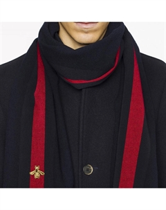 Шерстяной кашемировый шелковый вязаный шарф мужской лазурный Gucci