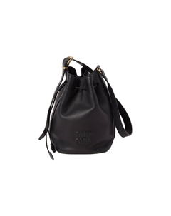 Кожаная сумка-ведро черная, через плечо, кроссбоди Miu miu