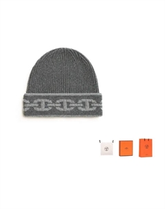 HERMES Кашемировая шапка женская серая, Gray Hermès