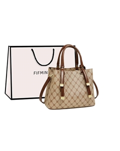 Сумка-шоппер из искусственной кожи ПВХ, через плечо, дамская сумка среднего размера, цвет кофе, H1255DX3 Coffee 15 mins