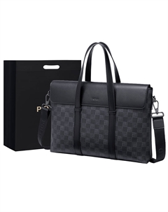 Кожаный портфель из ПВХ большого размера мужской черный, черный (Стиль 5) Polo