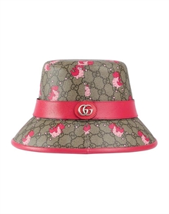 Кожаная палаточная панама розового цвета Gucci