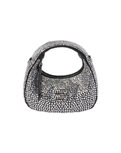 Wander Series Синтетический Кристальный Шёлковый Атлас Полумесяц Сумка Хобо Плечевая Сумка Через Плечо Мини Женская Черная Miu miu