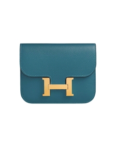 Constance Slim Evercolor Calfskin Clutch Fanny Pack Wallet Women's D2 НОВЫЙ БЛЕ ДЖИН Новый Джинсовый Синий HERMES Hermès