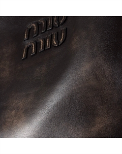 Кожаная сумка через плечо песочного и кофейного цвета Miu miu