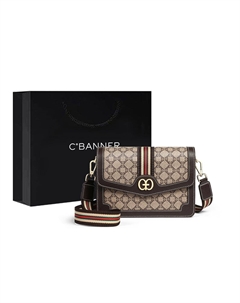 Маленькая квадратная сумка из ПВХ, через плечо, на ремне Женская Кофе C°banner