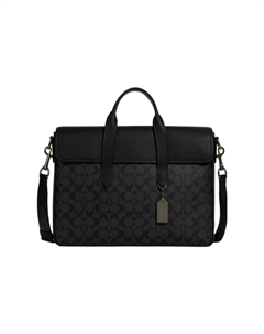 Салливан Кожаная Сумка Портфель Через Плечо Большого Размера Мужская Черная Coach