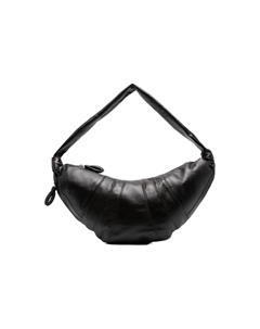Сумка-круассан из овчины серии Croissant Козья сумка-рог Слоган Сумка через плечо Большой размер Унисекс Чёрный Lemaire