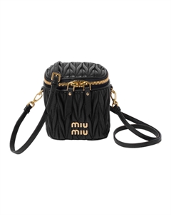 Мателасовый мини-кошелек из кожи наппа черный Miu miu