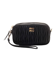Кожаная сумка-клатч женская черная Miu miu