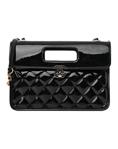 Кожаная лакированная сумка с клапаном, сумка-мессенджер, портфель, сумка через плечо, кроссбоди, женская сумка черный Chanel