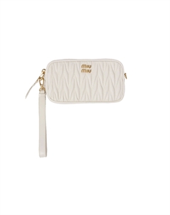 Кожаный клатч женский белый Miu miu