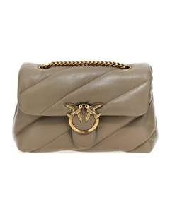 Сумка через плечо из овчины женская бежевая Pinko