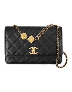 Сумка WOC из ягненка, женская черная сумка через плечо, кроссбоди Chanel