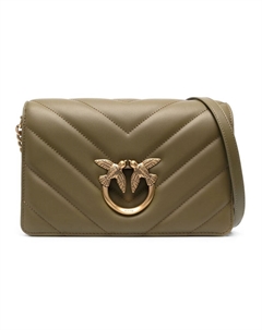 Оливково-зеленая женская сумка-кроссбоди из овчины через плечо Pinko