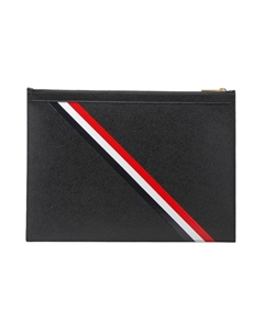 Кожаный кошелек-клатч среднего размера мужской черный Thom browne