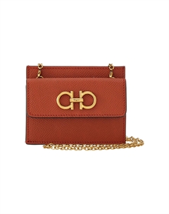 Сумка через плечо из кожи коровы GANCINI, кардхолдер женский коричневый Ferragamo