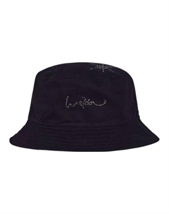 Черная ведраная шляпа с отделкой из стразов We11done