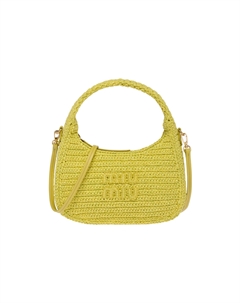 Сумка-хобо плетеная с игольным переплетением, через плечо, на пояс, женская, цитрусово-желтая Miu miu