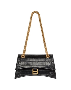 Сумка через плечо Crush Chain малая с тиснением под крокодила черная Balenciaga
