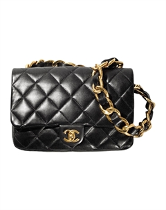 Сумка-кошелек из ягненка, через плечо, на плечо Tubas Женская Черная Chanel