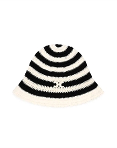 Полосатый клош-берет из хлопка с вязаным узором Triomphe Celine