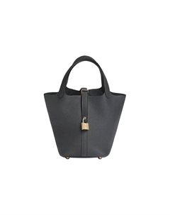 HERMES Пикотин лок из кожи клеменс бык, ведро, женская сумка H0 туманно-серый Hermès