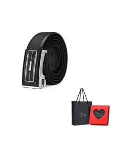 Мужской ремень из натуральной кожи с автоматической пряжкой в минималистском стиле Ширина 3,5 см, Black Jaguar