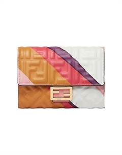 Кошелёк из телячьей кожи, женский, коричневый/розовый/белый/разноцветный Fendi
