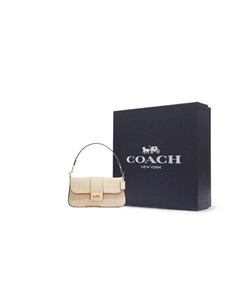 Сумка через плечо мини из кожи с тиснением под крокодила цвета слоновой кости Coach