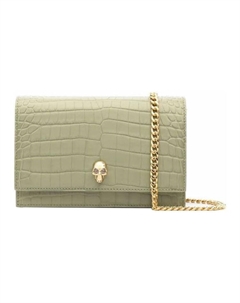 Сумка через плечо с тиснением под крокодила из кожи коровы зеленый Alexander mcqueen