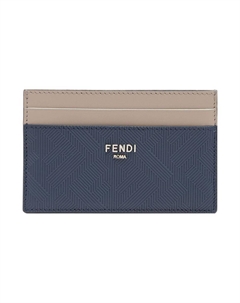 Кожаный кардхолдер мужской синий и бежевый Fendi