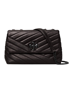 Kira Chevron Порошковое Покрытие Маленькая Трансформируемая Сумка Через Плечо Черный/Серебристый Tory burch