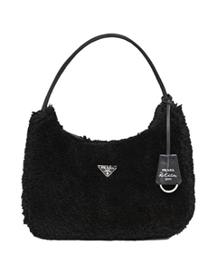 Женская черная сумка через плечо из овчины Prada