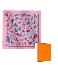 HERMES Шёлковый шарф, Candy Pink/Blue/Violet Hermès