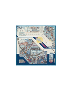 HERMES Кашемировый шелковый шарф унисекс синий, Blue Hermès