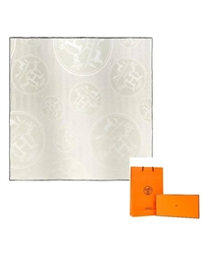 HERMES Белая кашемировая вязаная шаль, White Hermès