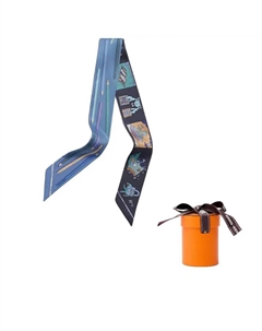 HERMES Шёлковый шарф Mulberry синий, Blue Hermès