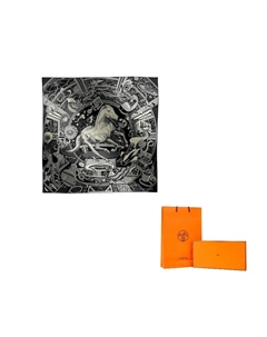 HERMES Серый кашемировый шарф с шелком тутового дерева для мужчин, Gray Hermès