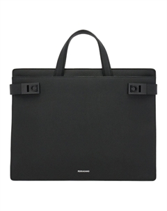 Феррагамо GANCINI Портфель мужской черный из зерненой тисненой кожи Ferragamo