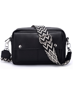 Сумка-мессенджер PU, поясная сумка, слинг-бэг, плечевая сумка, кроссбоди унисекс черный, черный (черно-серый узор ремня) Slazenger