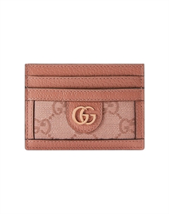 Ophidia Canvas With Leather Trim Card Holder Women's Pink Gucci